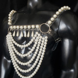 Pearl Body Chain Men Chest Harness,Gay Outfit, LGBT Pride, Body Harness ,Burning Man Outfits,Circuit Party Harness,EDC Outfits