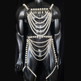 Pearl Body Chain Men Chest Harness,Gay Outfit, LGBT Pride, Body Harness ,Burning Man Outfits,Circuit Party Harness,EDC Outfits