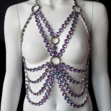 Iridescent Crystal Body Chain Top,Rave Top Clothing Clothes Wear ,Burning Man Outfits Music Festival EDC Outfits,Pole Dance Wear