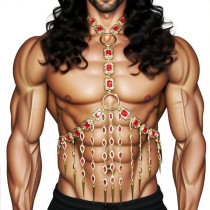 Vintage Luxury Rhinestone Jewelry Metal Chain Men Chest Harness,Festival Rave Outfit, LGBT Pride, ,Burning Man Outfits,Circuit Party Harness