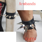 Plus Size Gothic Spiked Faux Leather Corset ,Cyberpunk Outfits,Burning Man Festival Clothing,Heavy Metal Rock Clothing