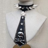 Gothic Giant Spike Choker Necktie ,Skull Punk ,Rock Alternative ,Halloween  Accessories