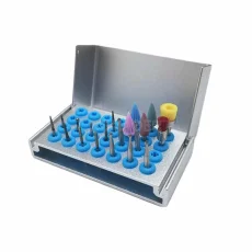 28 Holes Dental Bur Block Holder Autoclave Disinfection Box with Silicone Ring