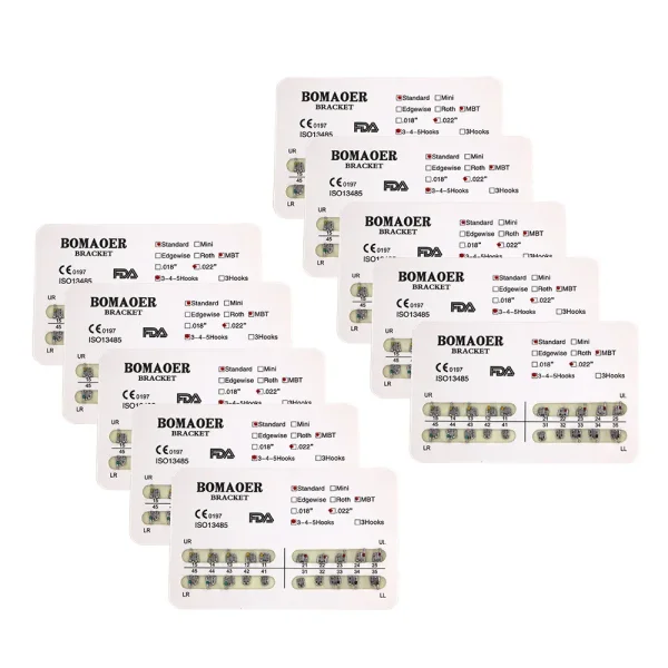 Dental 10kit Orthodontic Mental Bracket Brace Standard MBT 022 345hook 20pcs/set