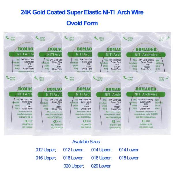 10 packs 24K Gold Coated Super elastic NI-TI Orthodontic Round Wire 1PC/PACK