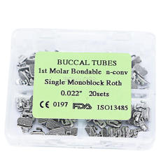1 box 20 sets dental orthodontic Monoblock n-conv single buccal tube roth 0.022  4/set