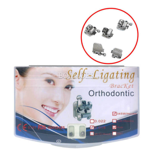 1 Box Dental Orthodontic Active Self-Ligating Bracket Brace Roth 018 345Hooks with Tool