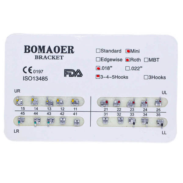 10 kits Dental Orthodontic Metal Brackets Brace mini roth 018 345 hooks 20pcs/kit