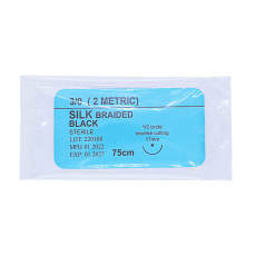 12 Pcs/Box Surgical Non Absorbable 3/0 Suture Silk Braided Dental 75cm