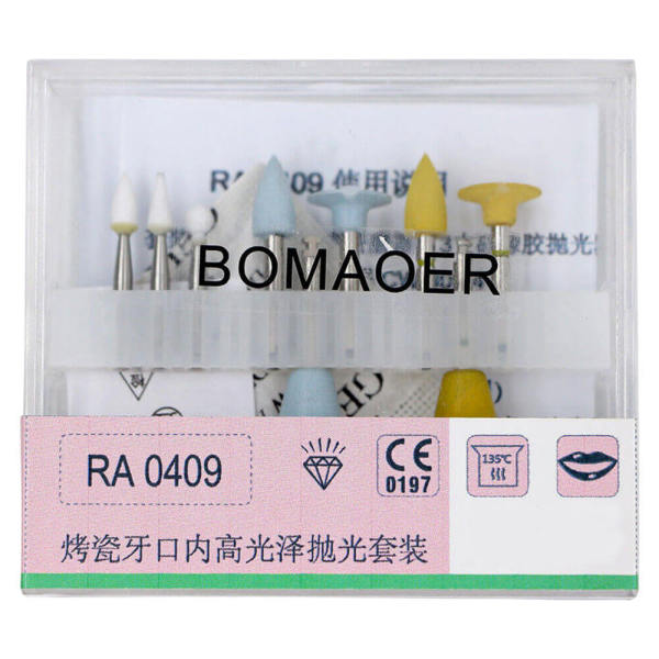 Dental porcelain high polishing kits RA 0409 For low speed handpiece, 9PCS/KIT