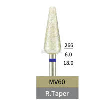 10pcs Dental Lab HP R.Taper Diamond Bur MV60 Electroplated Medium Grit