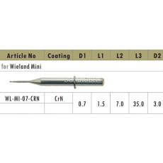 1pc Dental Lab CAD/CAM Milling Burs For Wieland Mini,For PMMA WL-MI-07-CRN