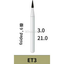 1-100×Dental ET3 Tungsten Bur 6-Sided, 3.0MM Scaling for Tartar Removal
