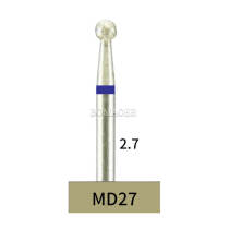 10pcs Dental Lab HP Round Diamond Bur MD27 Electroplated Medium Grit