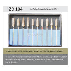 Bomaoer Dental Lab HP Burs Fully-Sintered diamond KITs ZD 104 universal 10PCS