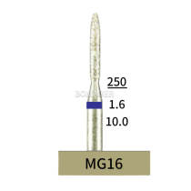 10pcs Dental Lab HP Flame Diamond Bur MG16 Electroplated Medium Grit
