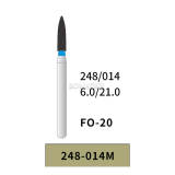 BOMAOER 10pcs Diamond Bur Flame/FO Shank 21mm 248-014M Medium Grit FO-20