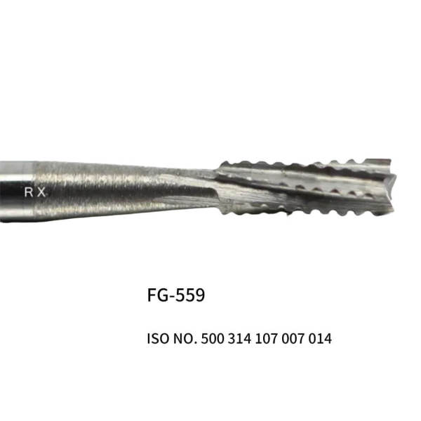 10Pcs Dental Carbide Drills Tapered Fissure CrossCut FG559 High Speed Burs