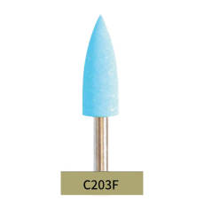 10PCS Dental Rubber Burs for Ceramic Polishing Blue Fine Grit C203F