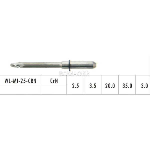 1pc Dental Lab CAD/CAM Milling Burs For Wieland Mini,For PMMA WL-MI-25-CRN