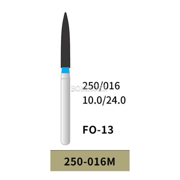 10pcs Dental Diamond Bur Flame/FO Shank 24mm 250-016M Medium Grit FO-13 BOMAOER