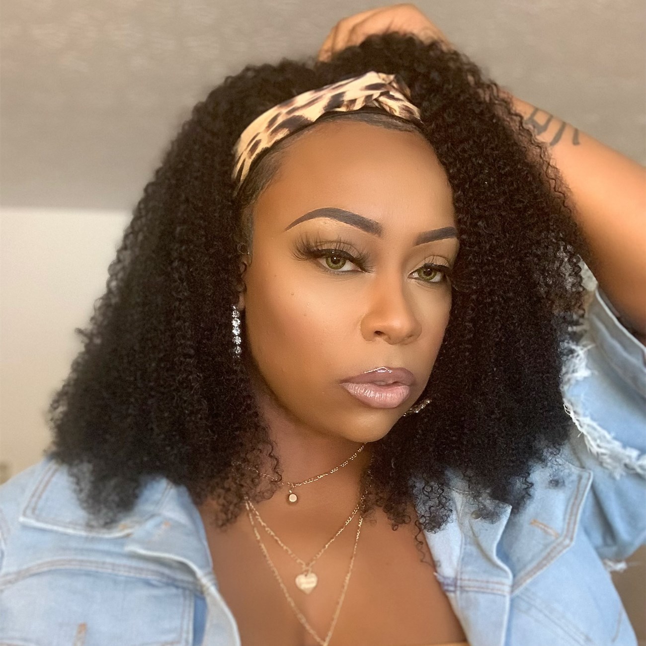 Neflyonwigs Kinky Curly Natural Color Headband Wig ...