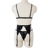 Women's Sexy Lingerie Babydoll Set Lace Bra Garter Belt G-String Bodysuit 3pcs Pack Gift for Girlfriend