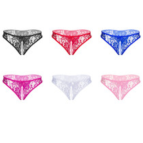 Women's 6 Colors Pack Sexy Crotchless Lingerie Sleepwear Lace Tanga Panties Mesh Undies Underwear Gift For Girlfriend