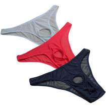 Men's 3 Colors Pack Sexy Brief Cool Underwear Ice Mesh G-Strings Bikini Thongs Gift For Boyfriend