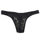 Men's 2 Colors Pack Sexy Brief Cool Lace Thong Mesh G-Strings Bikini Underwear Gift For Boyfriend