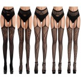 Women's 5 Styles Pack Crotchless Stockings Suspender Garter Pantyhouse Tight High Thigh Waist Fishnet Lingerie Sexy Fashion Gift for Girlfriend Wife