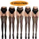 Women's 5 Styles Pack Crotchless Stockings Suspender Garter Pantyhouse Tight High Thigh Waist Fishnet Lingerie Sexy Fashion Gift for Girlfriend Wife