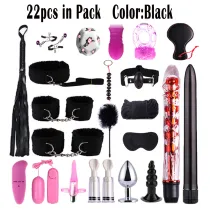 Sex Bondage 22pcs BDSM Restraints Adult Sex Toys PU Leather Fetish Kits Role Play Game Tool for Women and Couples