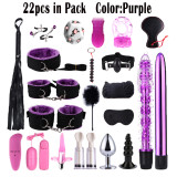 Sex Bondage 22pcs BDSM Restraints Adult Sex Toys PU Leather Fetish Kits Role Play Game Tool for Women and Couples
