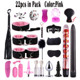 Sex Bondage 22pcs BDSM Restraints Adult Sex Toys PU Leather Fetish Kits Role Play Game Tool for Women and Couples