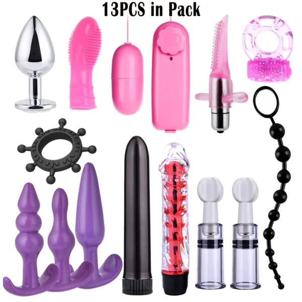 Multiple Function Pack Anal Plugs Silicone Butt Beads Vibrator Trainer Sensuality Adult Role Play Sex Toys 13/12/6/5/3pcs Pack