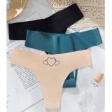 Women's 3 Colors Pack Ice Silk Seamless Thong Underwear Low Waist Invisible Panties Lingerie Brief Gift for Female
