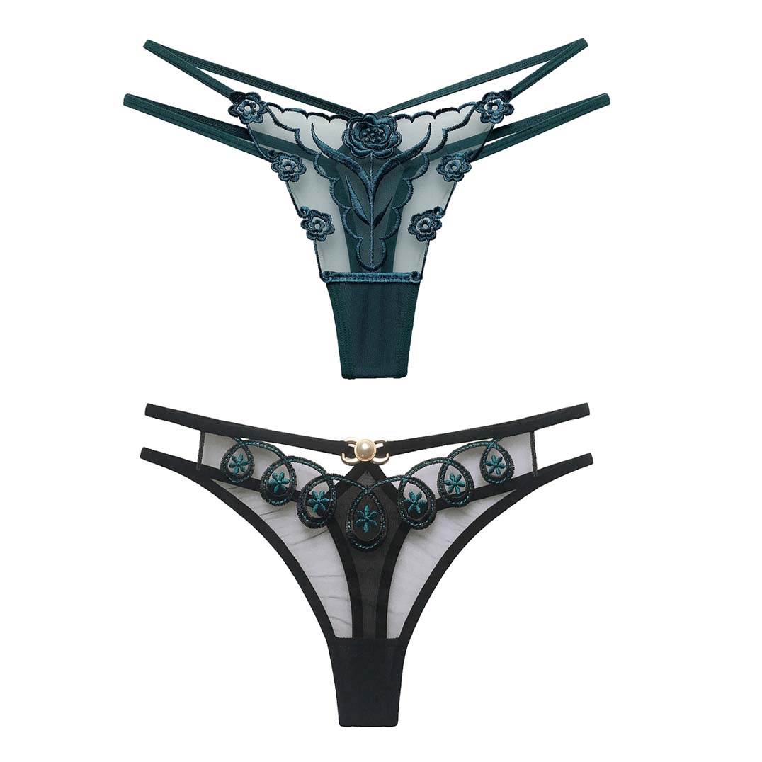 Women's 2 Styles Pack Cute Lingerie Thong Underwear Panties Gift For Girlfriend or Wife