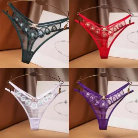 Women's 4 Colors Pack Cute Thong Lingerie Underwear Dresses Panties Clothing Gifts For Girlfriend or Wife