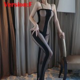 Women's Sexy Bodystocking Lingerie Crotchless Plus Size Fishnet Nightwear Tights See Through Bodysuit Clubwear Sleepwear Gift for Wife Girlfriend 9 Styles Option