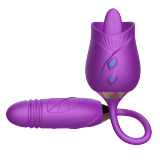 Rose Toy Vibrator Thrusting G Spot Dildo Clitoral Licking Stimulator Anal Plug Oral Tongue Adult Teasing Sex Toys for Women Couple Masturbation