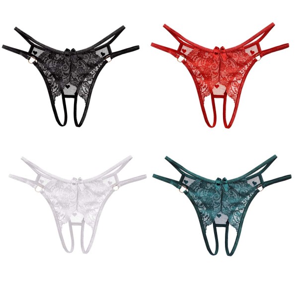 Women's Cute Crotchless Bikini Thong Panties Brief Lingerie Sleepwear Underwear Knickers Underpant Gifts For Girlfriend Wife 1 or 4 packs