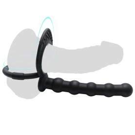 Silicone Anal Beads Butt Plug with Cock Ring Strap On Anus Plug Vaginal G Spot Stimulator Double Penetration Dildo Prostate Massager Adult Sex Toy for Men Wome Couples