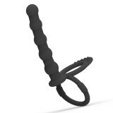 Silicone Anal Beads Butt Plug with Cock Ring Strap On Anus Plug Vaginal G Spot Stimulator Double Penetration Dildo Prostate Massager Adult Sex Toy for Men Wome Couples