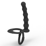Silicone Anal Beads Butt Plug with Cock Ring Strap On Anus Plug Vaginal G Spot Stimulator Double Penetration Dildo Prostate Massager Adult Sex Toy for Men Wome Couples