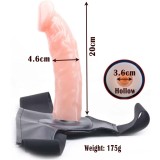 2 Sizes Strap on Realistic Hollow Dildo Large Basic Options Adjustable Chastity Belt Harness BDSM Bondage Vagina Anal Plug Adult Play Sex Fetish Toys for Lesbian Couple Women Men