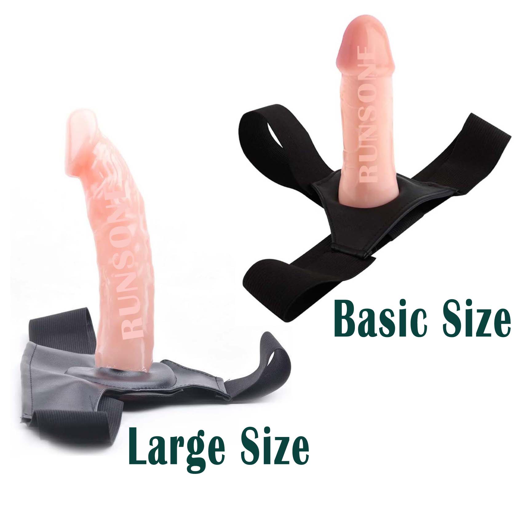 2 Sizes Strap on Realistic Hollow Dildo Large Basic Options Adjustable Chastity Belt Harness BDSM Bondage Vagina Anal Plug Adult Play Sex Fetish Toys for Lesbian Couple Women Men