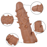 Silicone Penis Sleeve Extender Cock Enlarger Testicle Restraint Male Realistic Reusable Condom Prolonged Ejaculation Delayed Ring Sheath Sex Toys for Men