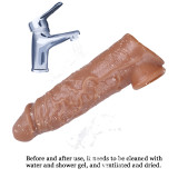 Silicone Penis Sleeve Extender Cock Enlarger Testicle Restraint Male Realistic Reusable Condom Prolonged Ejaculation Delayed Ring Sheath Sex Toys for Men