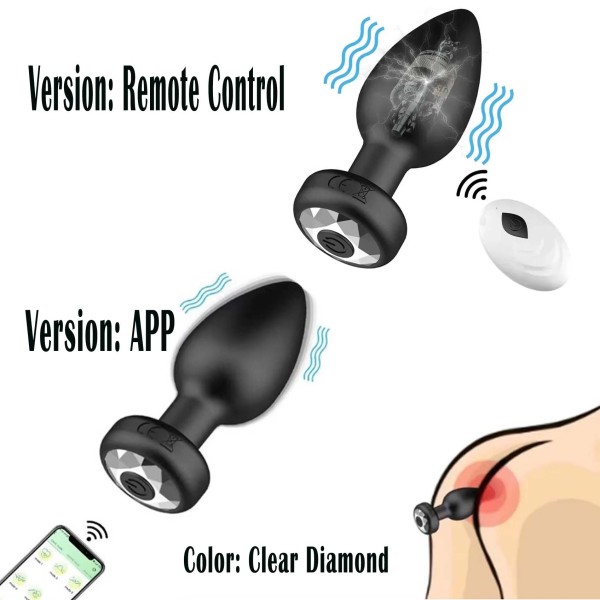 Smart Anal Plug APP Vibrator Wireless Remote Control Butt Plug Vibrating Male Prostate Massage Waterproof Rechargeable Silicone Adult Sex Toy for Men Women Couples